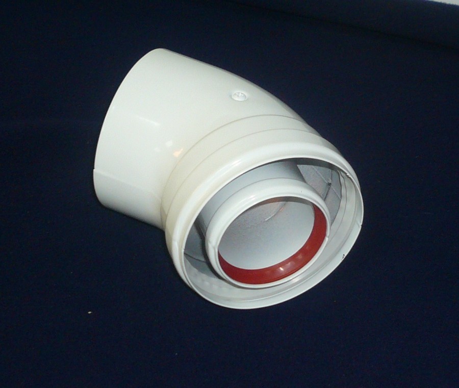 Codo 45� coaxial aluminio blanco de 80/110 mm