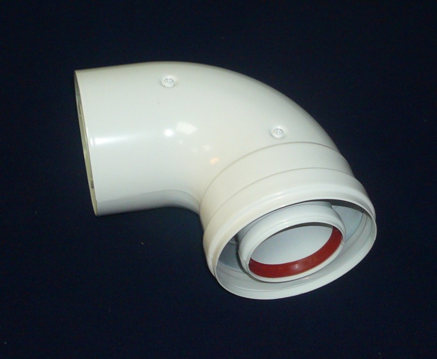 Codo 90� coaxial aluminio blanco de 80/110 mm