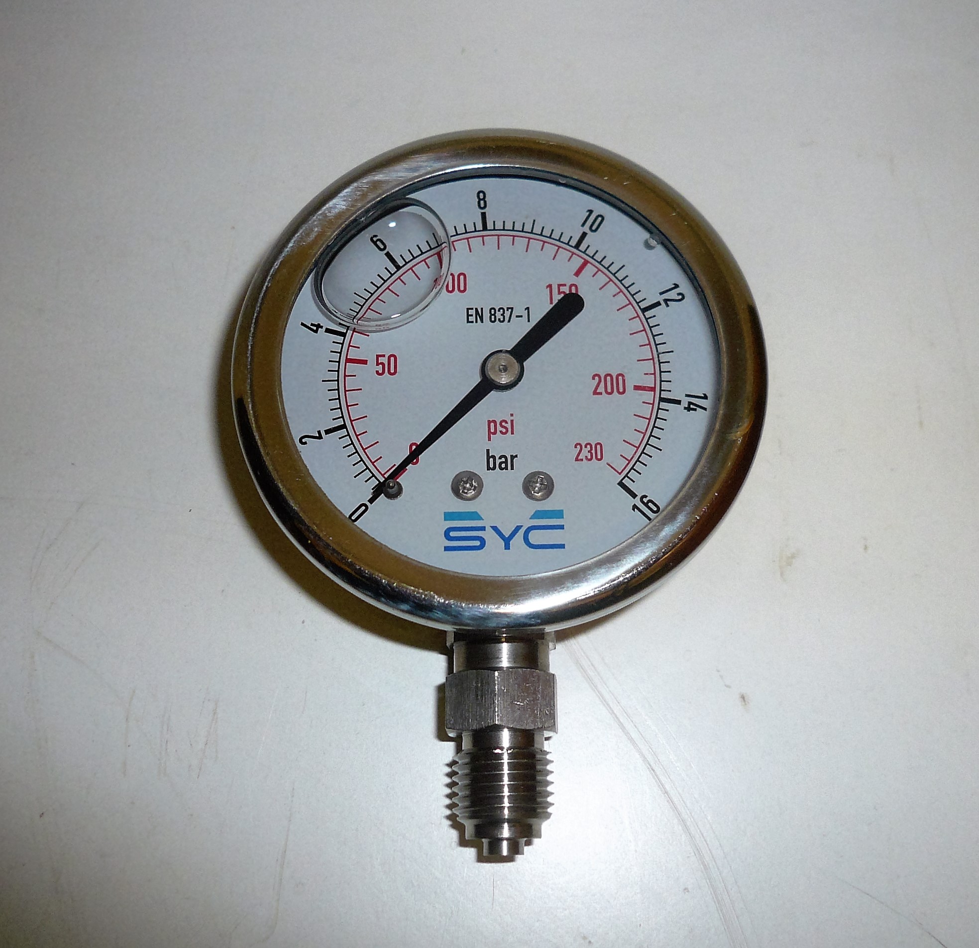 Man�metro glicerina inox 0-16 bar rosca 1/4