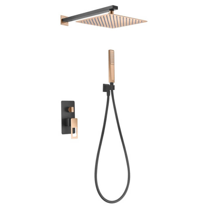 Conjunto ducha empotrada Negro Oro Rosa Suecia IMEX