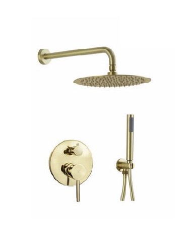 Conjunto de ducha empotrado 2 v�as Plenum Oro cepillado IMEX