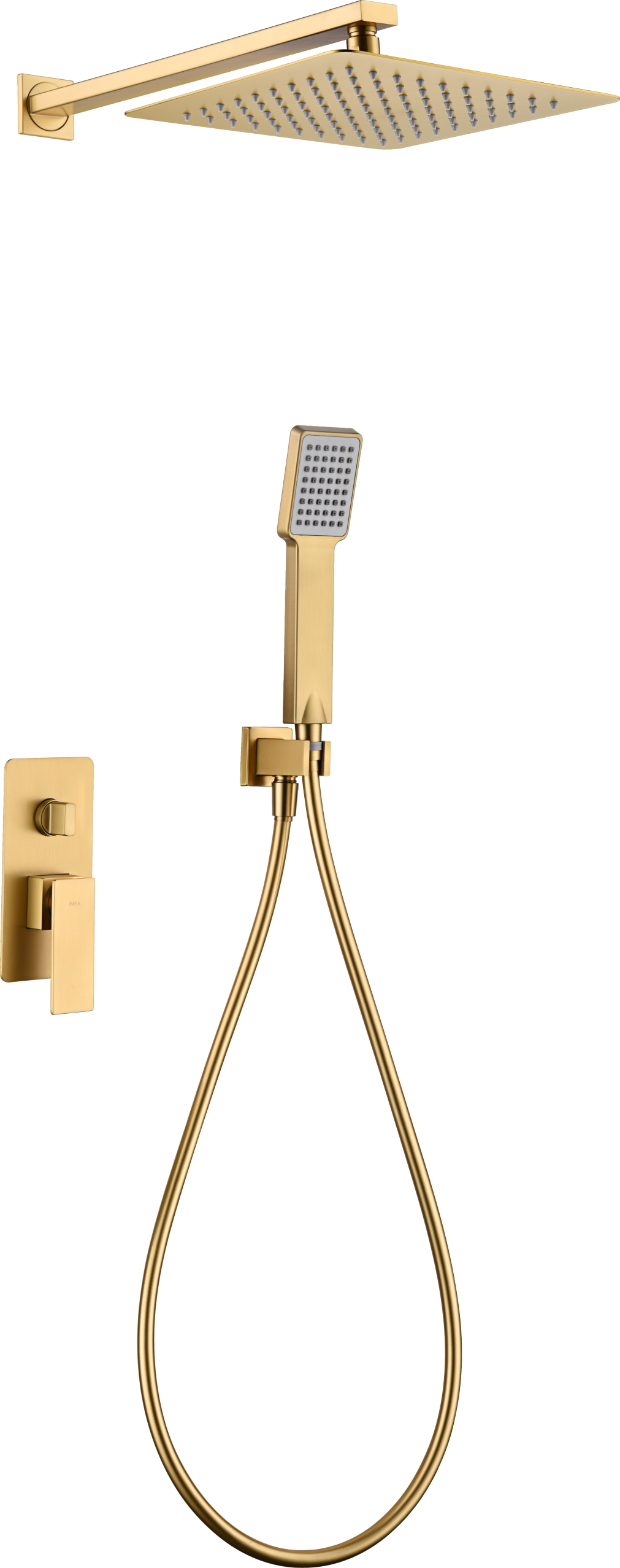 Conjunto ducha empotrado oro cepillado Pisa de IMEX