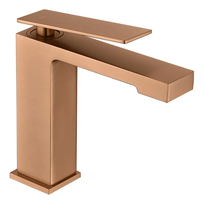 Grifo monomando lavabo oro rosa cepillado Pisa IMEX