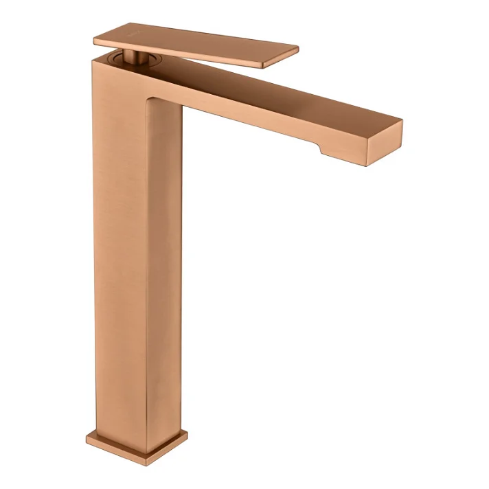 Grifo monomando ca�o alto para lavabo Oro Rosa cepillado PISA Imex